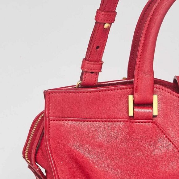 Yves Saint Laurent Red Calfskin Leather Small Cabas ChYc Bag - Picture 6 of 12